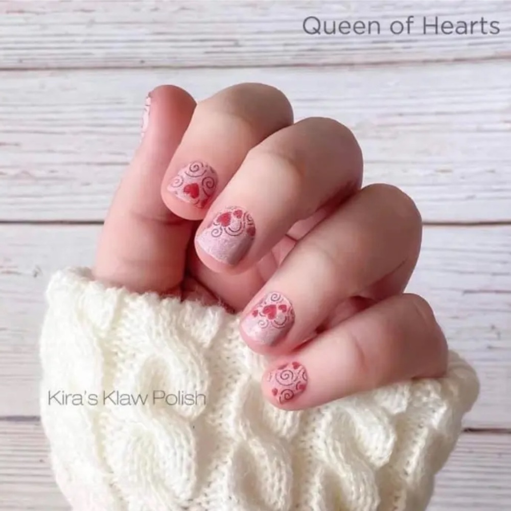 *Retired* Color Street: Queen of Hearts | Pastel Pink Valentine’s Day Red Swirls - Picture 10 of 16
